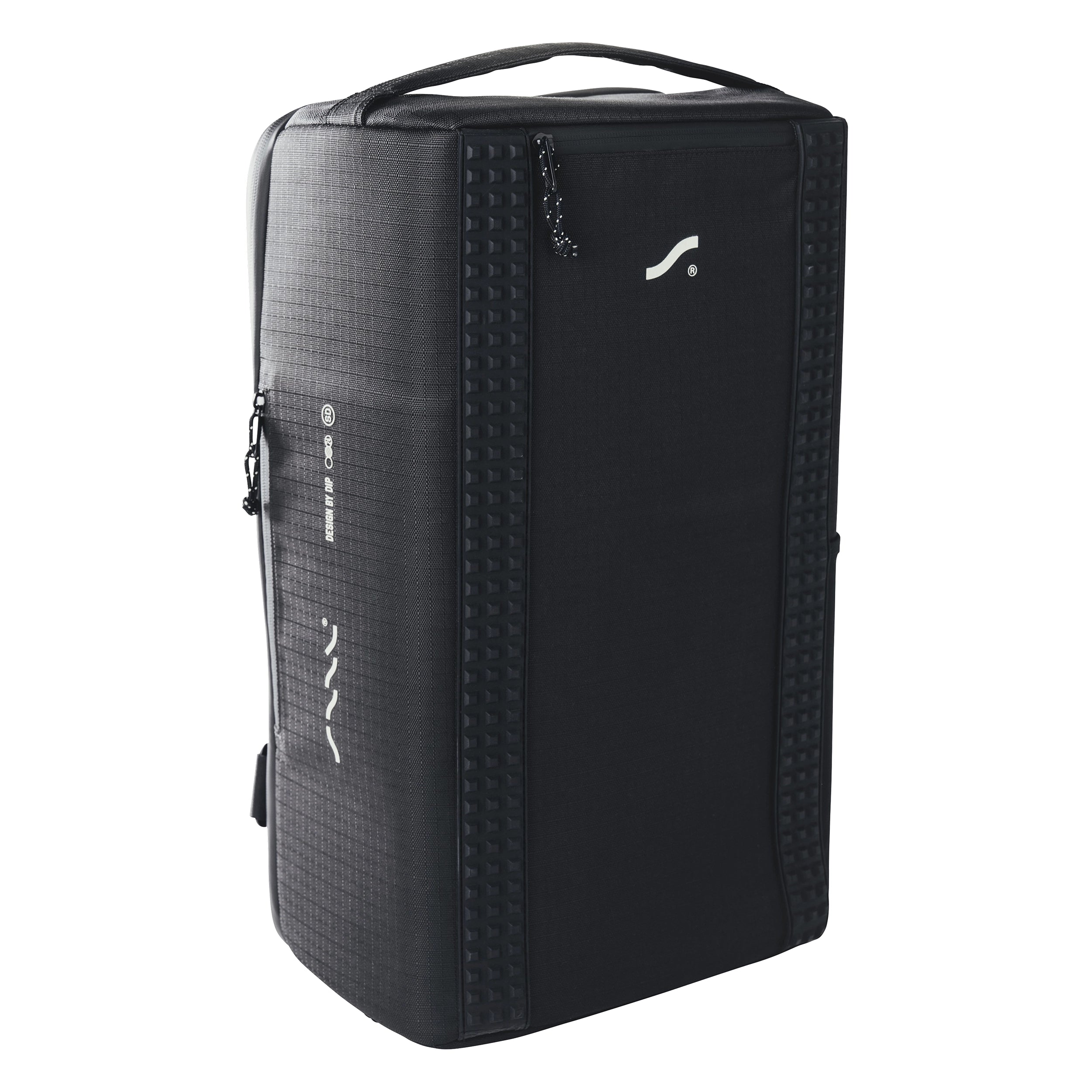 SAAL Surfpack 32L black water-resistant surf backpack, front view