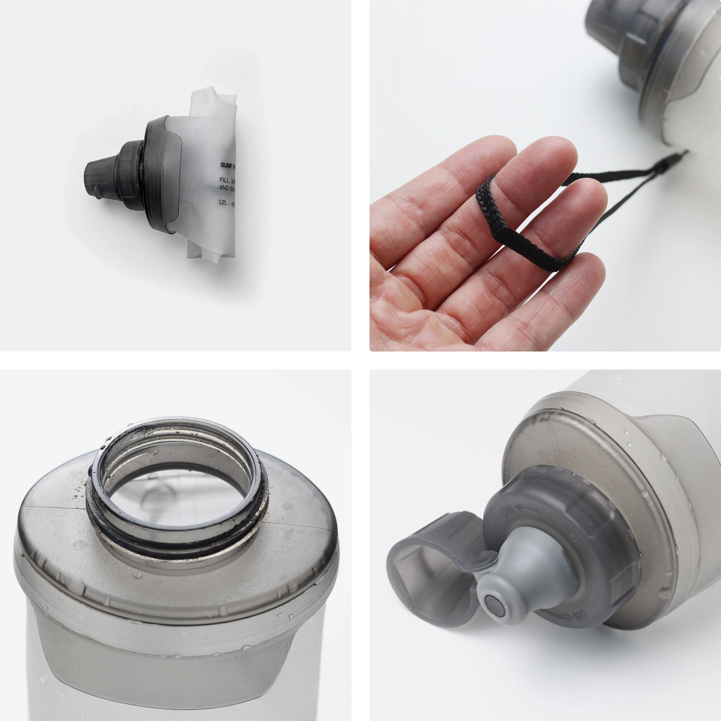 SAAL Surf Rinse details: nozzle cap, carry cord, wide fill opening and spout