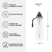 SAAL Surf Rinse features and 1.2L capacity infographic