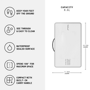 SAAL Wet Pocket step mat features and 8.6L capacity infographic